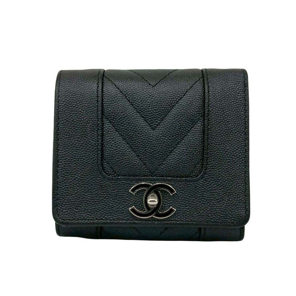 CHANEL Black Caviar Leather Wallet